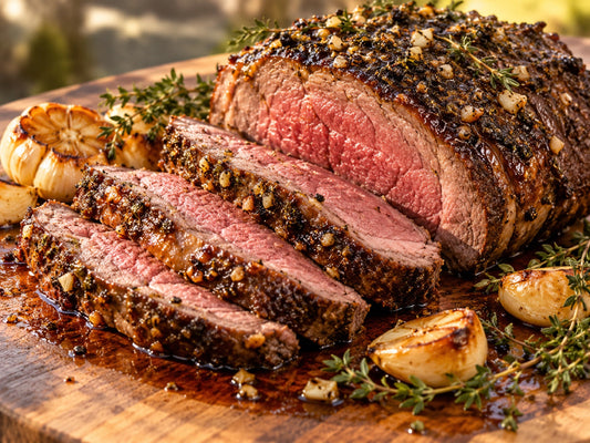 Garlic-Butter Rotisserie Beef Rump Roast
